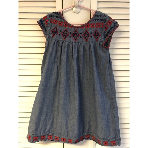 Peek Size 6/7 Blue Chambray Embroidered Dress - Picture 1 of 5